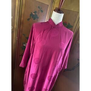 Vintage handmade Asian inspired qipao dress in pink silk crepe